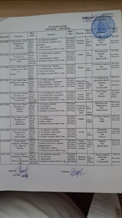10 күндік ас мәзірі